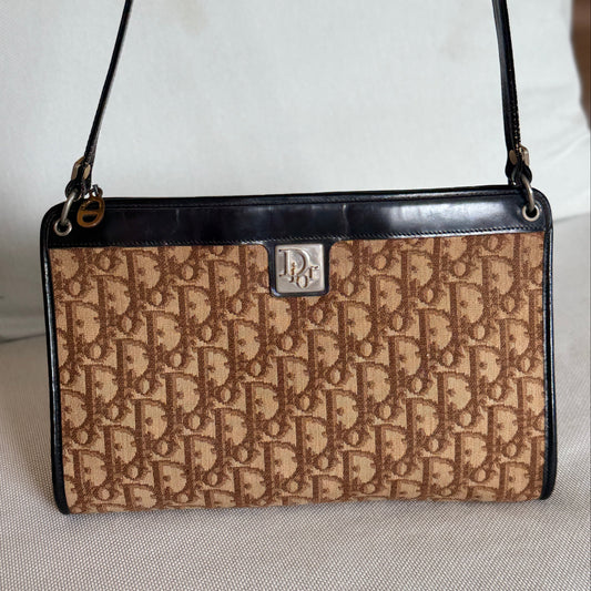 CHRISTIAN DIOR Vintage Trotter Shoulder Bag Brun Made in France