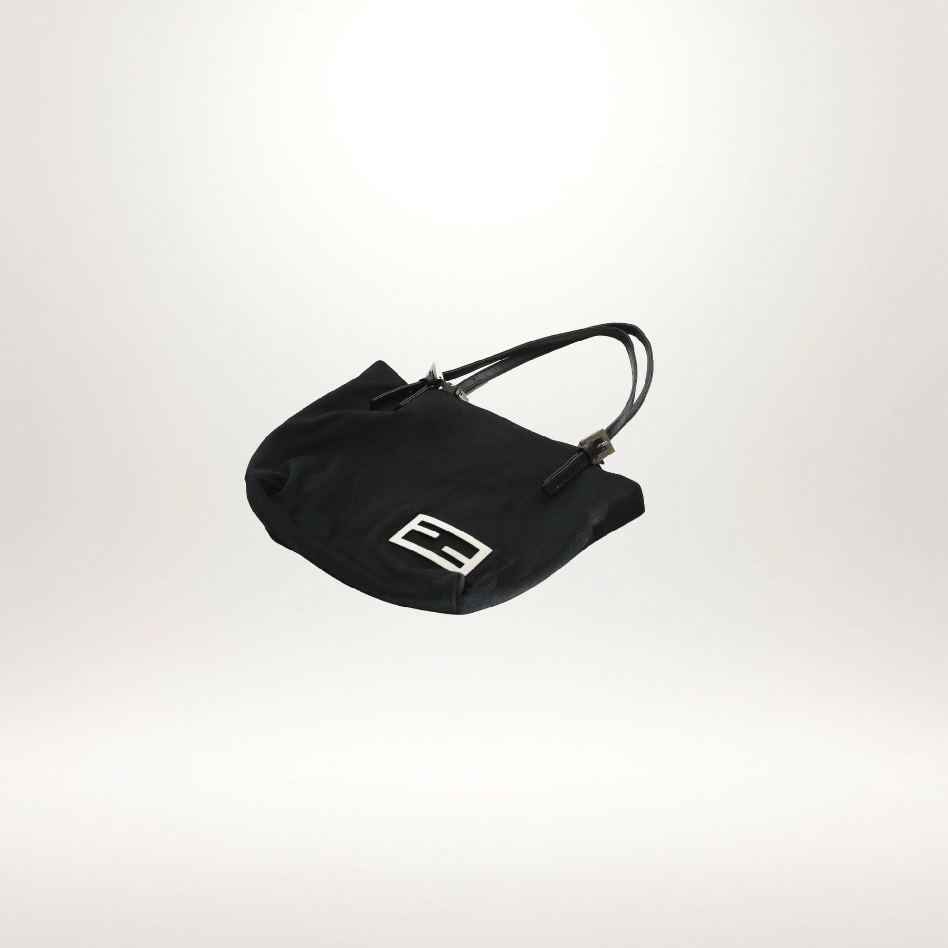 Vintage Fendi mini håndveske i sort nylon med FF-logo – bilde 9