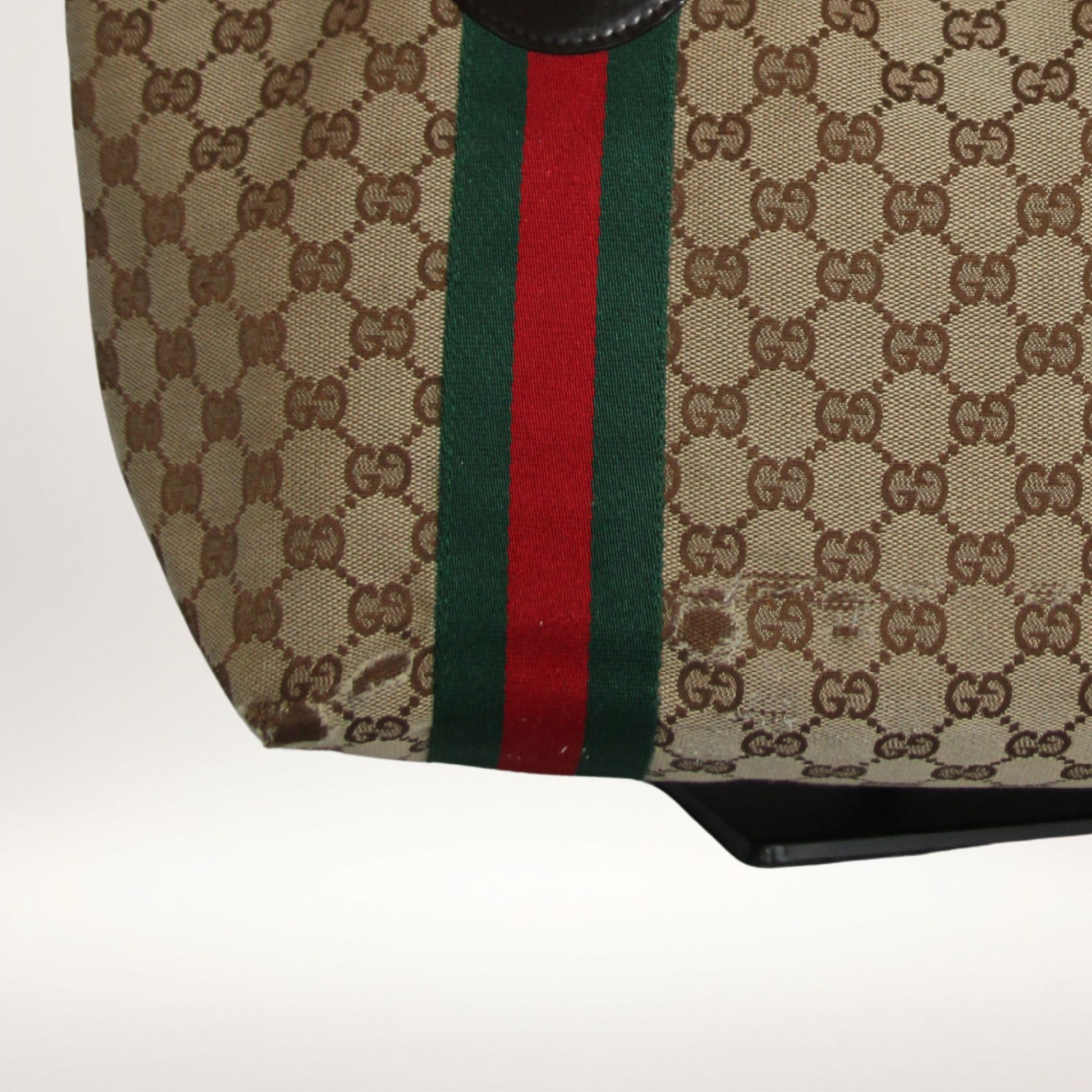 Vintage Gucci Jolie Web tote i GG canvas med web-bånd og charms – bilde 11
