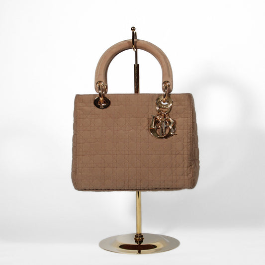 Vintage Christian Dior Lady Dior Nylon Medium – beige/brun