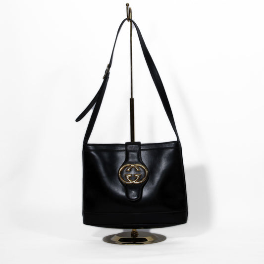 Vintage Gucci Blondie GG skulderveske – svart skinn