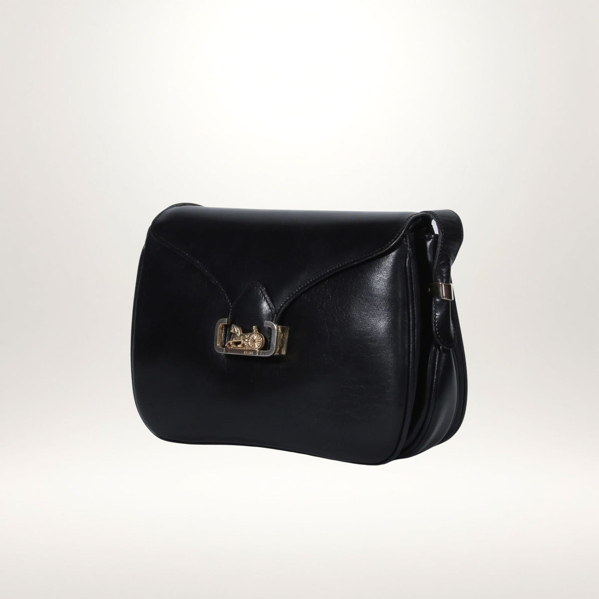Vintage Celine Box Bag i sort skinn med horse carriage-spenne – bilde 21