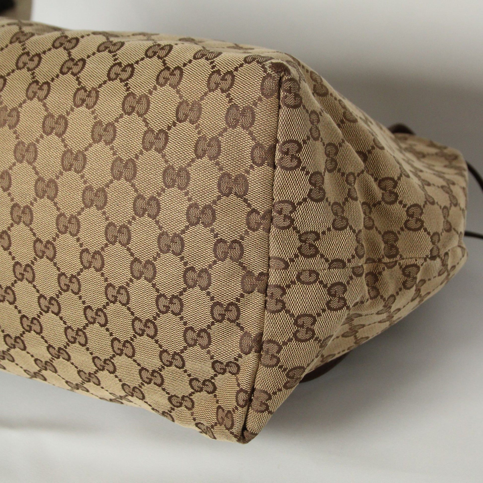 Vintage Gucci GG Canvas tote i beige monogram med skinnstropper – bilde 13
