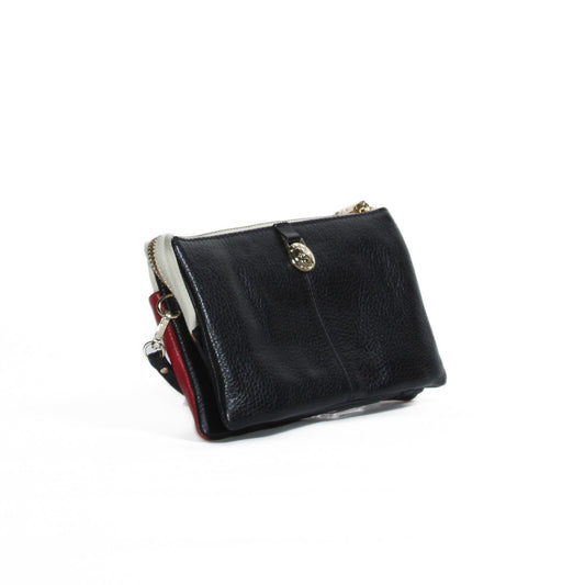 Adax crossbody / clutch i sort, rød og beige skinn