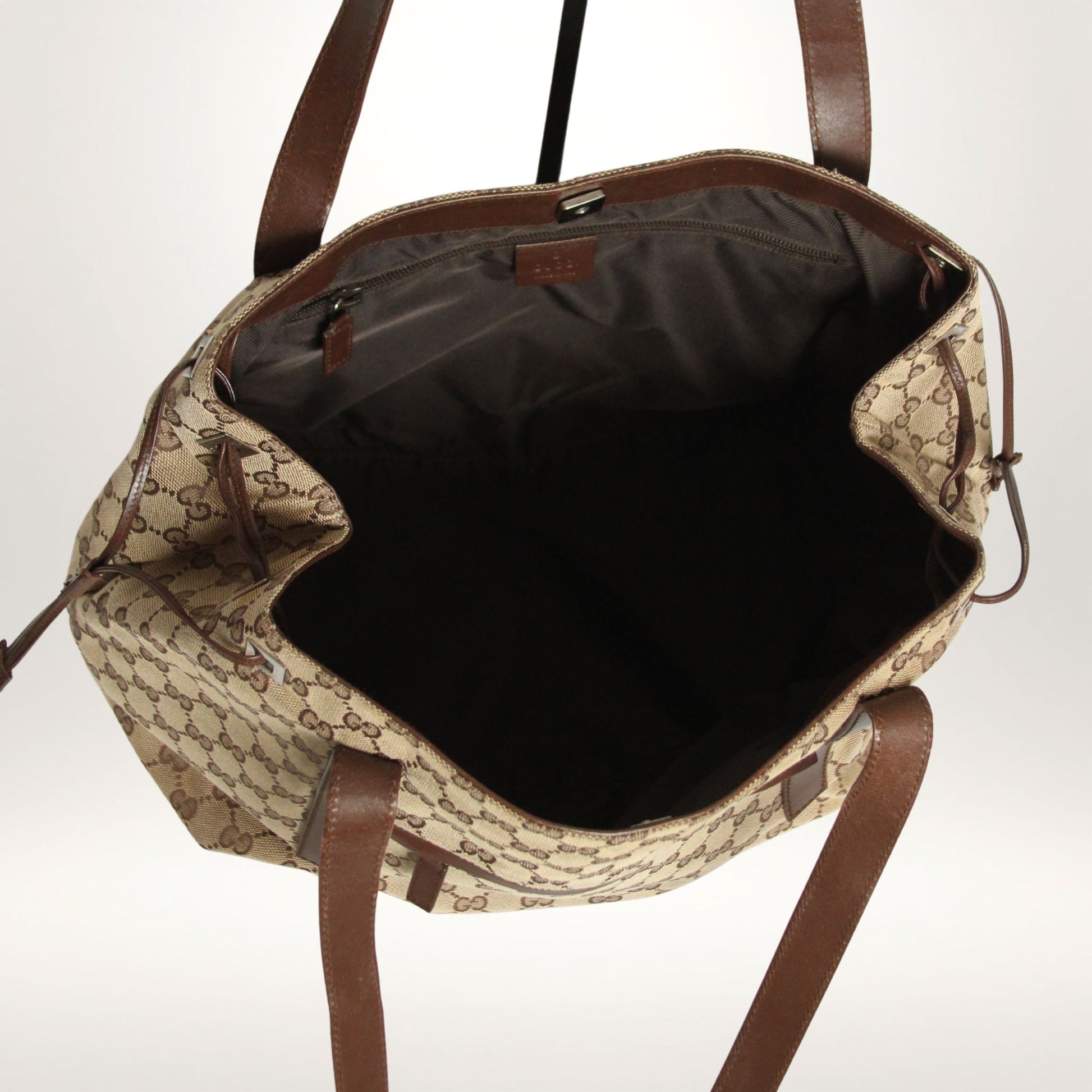 Vintage Gucci GG Canvas tote i beige monogram med skinnstropper – bilde 11