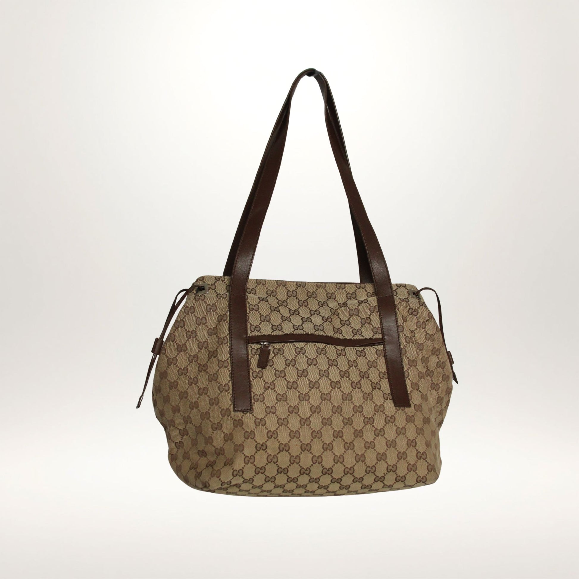 Vintage Gucci GG Canvas tote i beige monogram med skinnstropper – bilde 7