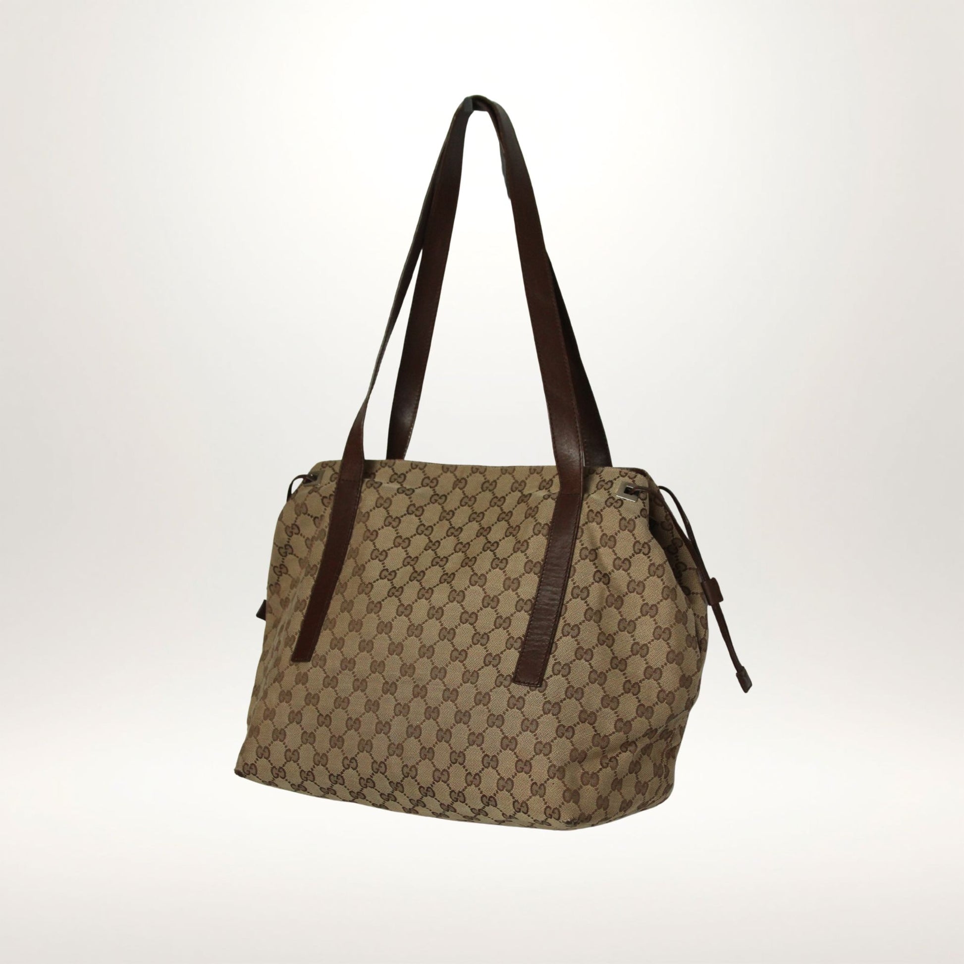 Vintage Gucci GG Canvas tote i beige monogram med skinnstropper – bilde 6