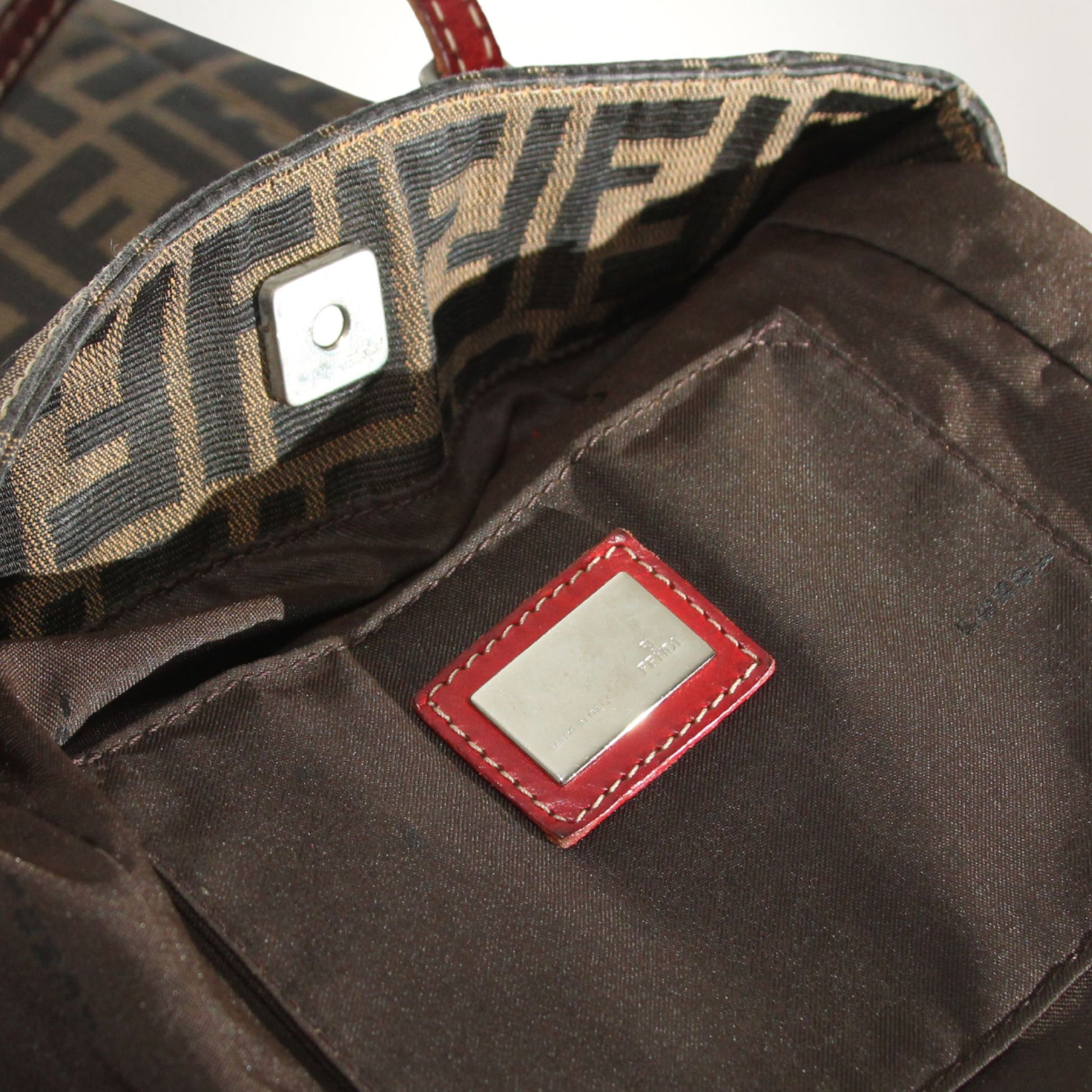 Vintage Fendi Zucca mini tote i brun FF-canvas – bilde 11