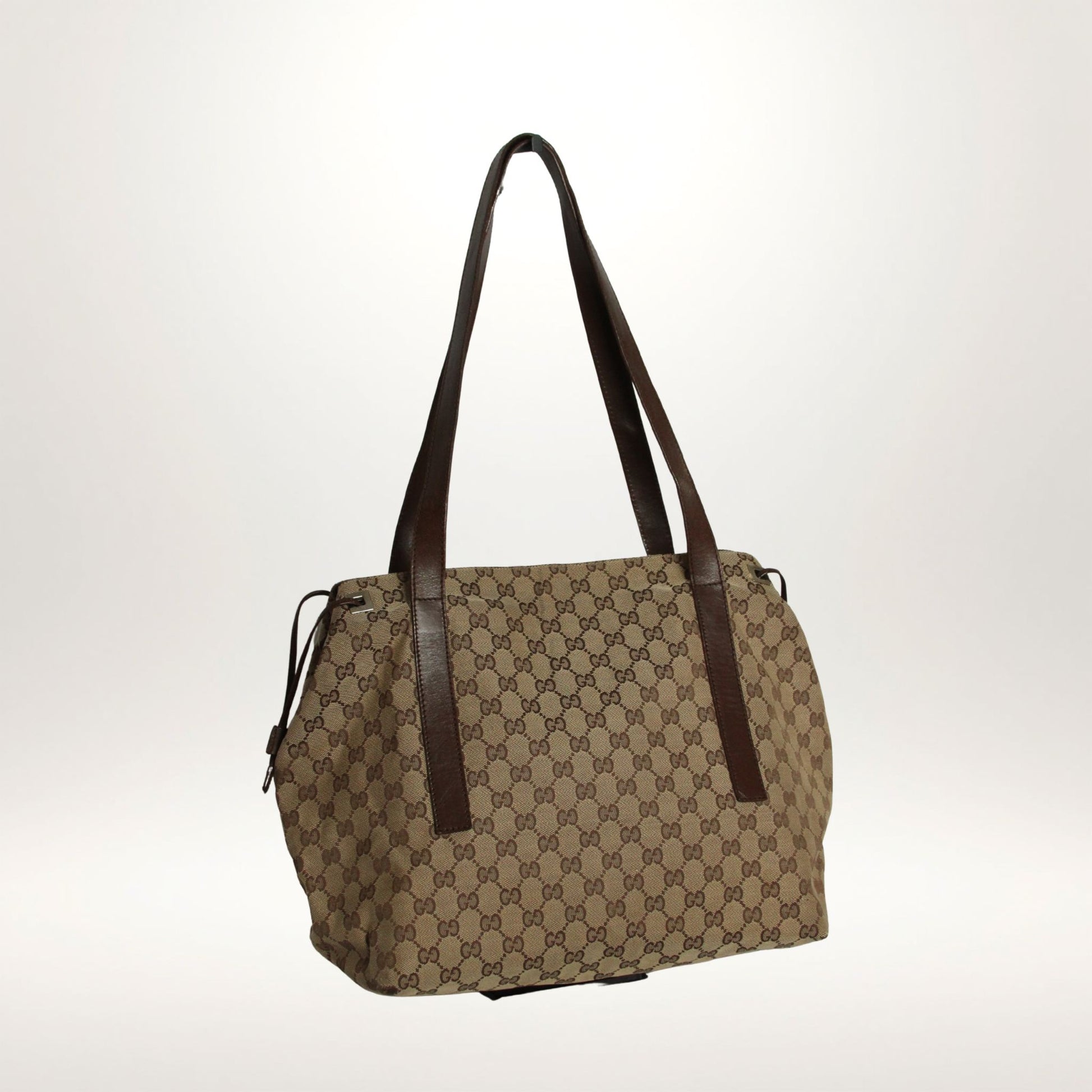 Vintage Gucci GG Canvas tote i beige monogram med skinnstropper – bilde 8
