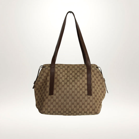 Vintage Gucci GG Canvas tote i beige monogram med skinnstropper