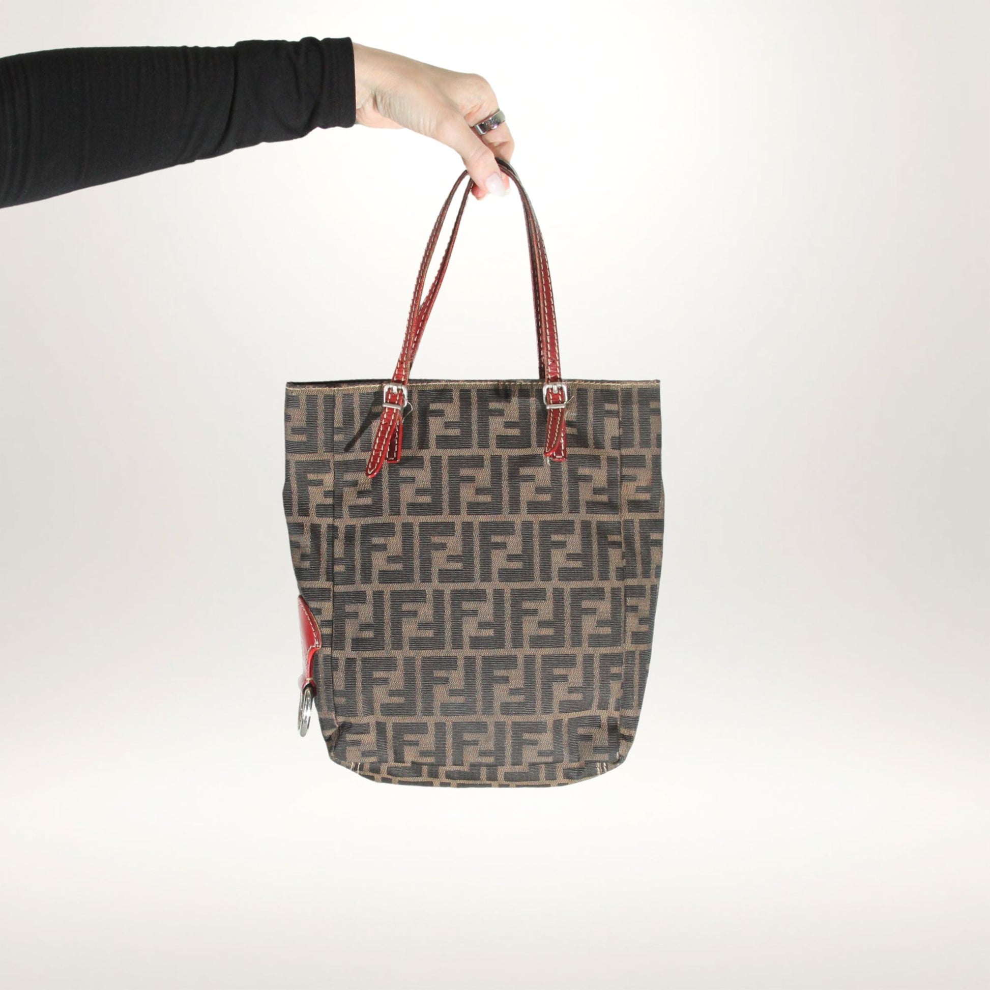 Vintage Fendi Zucca mini tote i brun FF-canvas – bilde 7