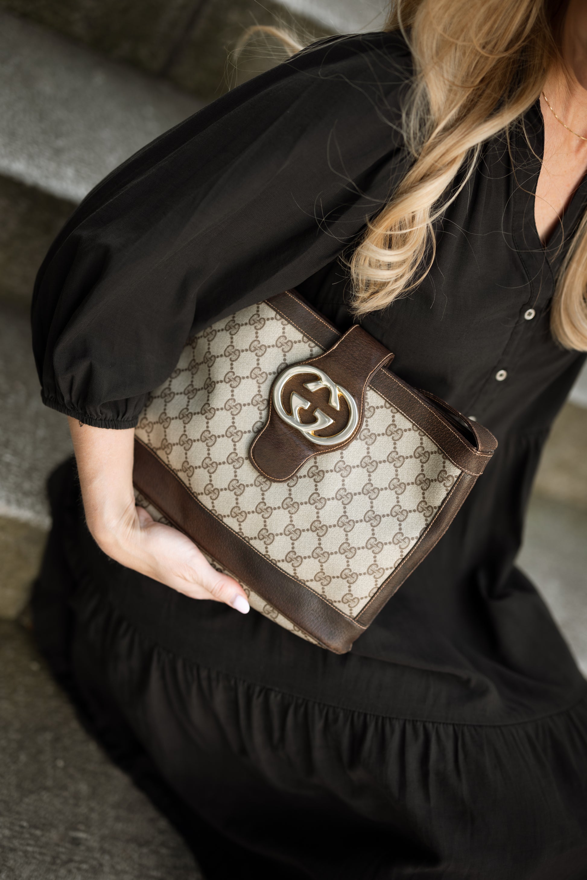 Vintage Gucci Interlocking GG crossbody fra 1970-tallet – bilde 4