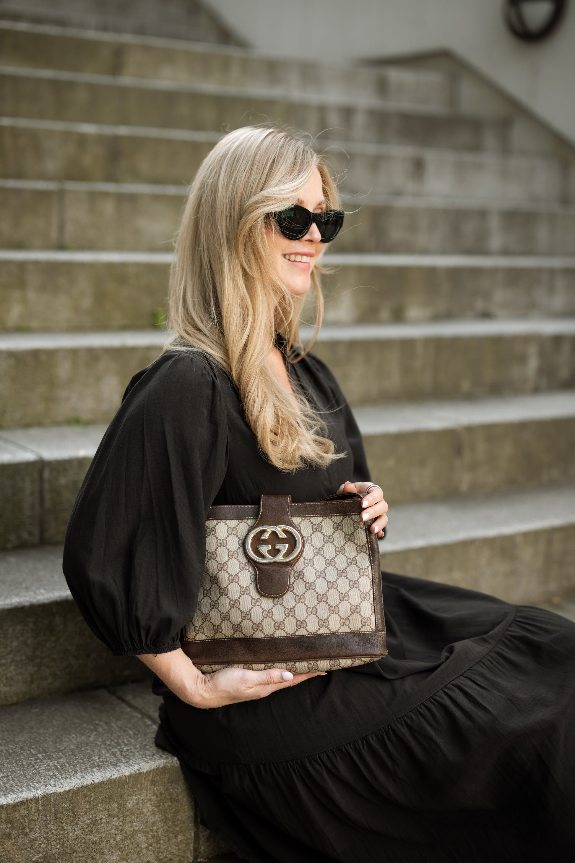 Vintage Gucci Interlocking GG crossbody fra 1970-tallet – bilde 3