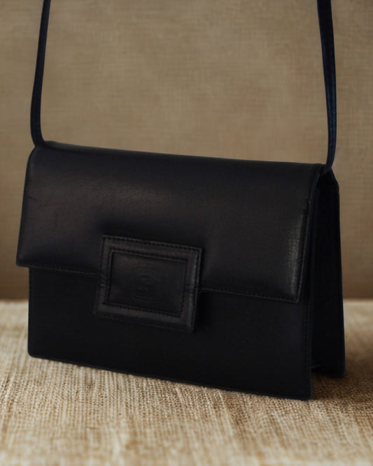 Vintage Pink Panther skulderveske i sort skinn